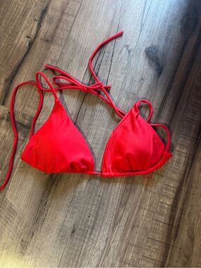 Classic Triangle Red Bikini Top
